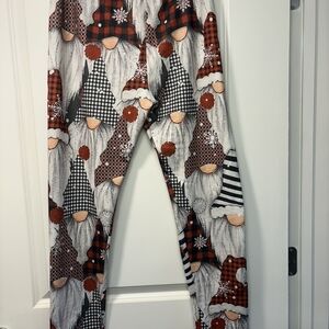 5/$25 Festive Gnome Leggings - Red, Black, White